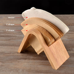 Coffee Filter Holder Coffee Storage Rack Filter Box Paper Base Bracket Display Stand, Wooden V Holder