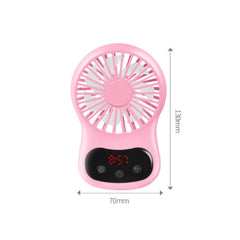 Multifunctional Clock Small Fan Creative Desktop Mini USB Fan, White, Pink, Blue