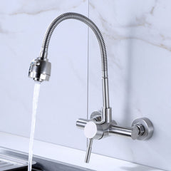 Stainless Steel Material Wall Mounted Kitchen Sink Mixer Faucet Free Rotation Hose Water Tap, Rotation Hose Water Tap