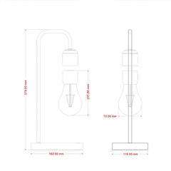 16W Magnetic Levitation Decoration Technology Toy Bend LED Floating Bulb Home Table Lamp, Black