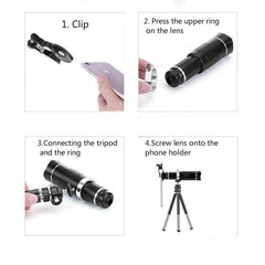 Bolanke Universal 20 Times Mobile Phone Telephoto Lens Monocular Live Broadcast HD 4K No Vignetting Lens