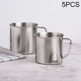 5 PCS Extra Thick 304 Stainless Steel Cup Children's Mouth Cup with Handle Cover Household adult Drinking Water Cup, 7cm without cover, 8cm with cover, 9cm with cover, 10cm with cover, 11cm with cover, 12cm with cover
