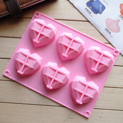 6 in 1 Heart Shape Silicone Mold For Baking Mousse Cake DIY Silicone Molds, 6 in 1 Heart Shape
