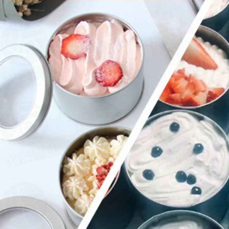 Deep Round Skylight Transparent Window Top Cover Tin Box Food Tea Can Baking Cake Box, 9cm x 9cm x 6cm Deep Round Skylight Transparent Window Top Cover Tin Box Food Tea Can Baking Cake Box, 9cm x 9cm x 6cm