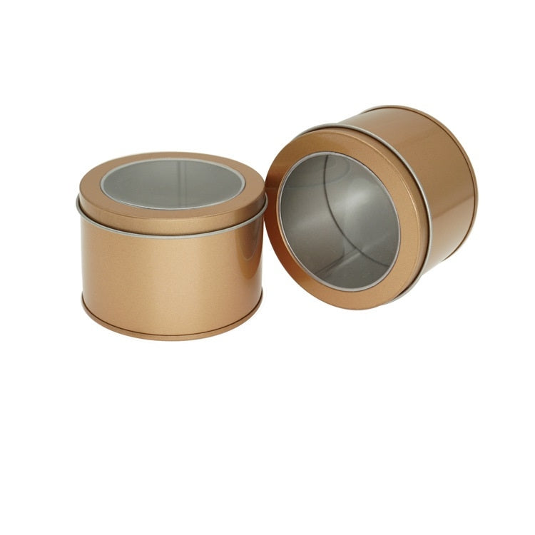 Deep Round Skylight Transparent Window Top Cover Tin Box Food Tea Can Baking Cake Box, 9cm x 9cm x 6cm Deep Round Skylight Transparent Window Top Cover Tin Box Food Tea Can Baking Cake Box, 9cm x 9cm x 6cm