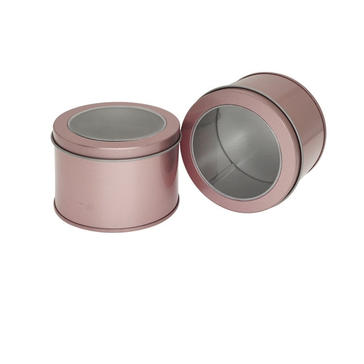 Deep Round Skylight Transparent Window Top Cover Tin Box Food Tea Can Baking Cake Box, 9cm x 9cm x 6cm Deep Round Skylight Transparent Window Top Cover Tin Box Food Tea Can Baking Cake Box, 9cm x 9cm x 6cm