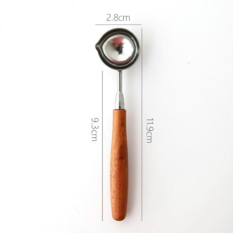 Wooden Handle Brass Seal Wax Spoon Tool Melting Sealing Wax Hand Account Stainless Steel Fire Paint Spoon, Straight Round Wooden Spoon Wooden Handle Brass Seal Wax Spoon Tool Melting Sealing Wax Hand Account Stainless Steel Fire Paint Spoon, Straight Round Wooden Spoon