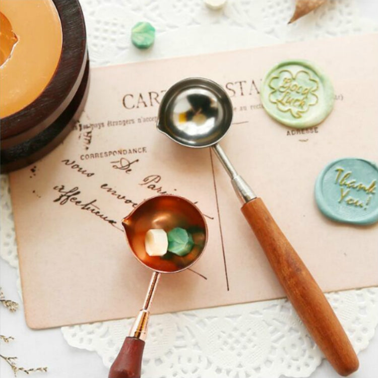 Wooden Handle Brass Seal Wax Spoon Tool Melting Sealing Wax Hand Account Stainless Steel Fire Paint Spoon, Straight Round Wooden Spoon Wooden Handle Brass Seal Wax Spoon Tool Melting Sealing Wax Hand Account Stainless Steel Fire Paint Spoon, Straight Round Wooden Spoon