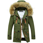 Long Section Cotton Suit Men Plus Velvet Thick Warm Jacket Large Fur Collar Coat Lovers Jacket