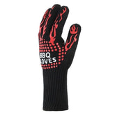 Heat-resistant High Temperature Fire Resistance Cooking Baking Barbecue Grill Gloves, Black ==, Red BBQ, Red Horizontal Stripes, Red Torch