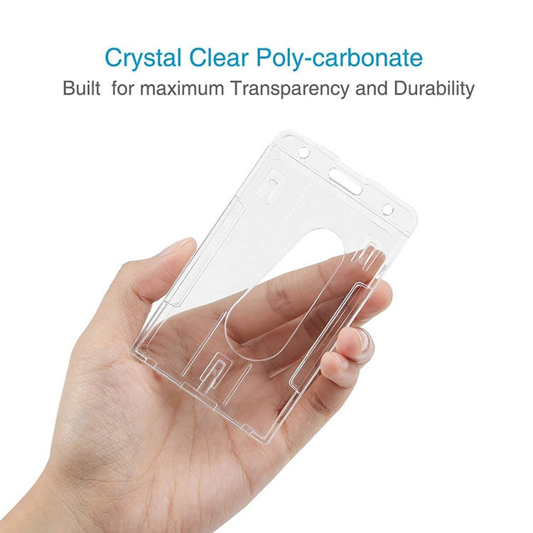20 PCS Hard Plastic ID Badge Card Holder Integrated Injection Molded Transparent Double-sided Card Holder 20 PCS Hard Plastic ID Badge Card Holder Integrated Injection Molded Transparent Double-sided Card Holder