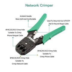Three-purpose Network Cable Clamp Tester Hand Tool Set Home Network Repair Kit, 12 in 1