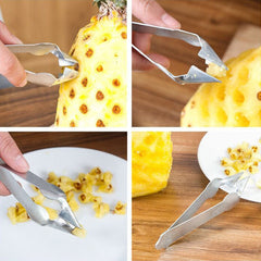 3 PCS Stainless Steel Non-slip Tip Open Blade Pineapple Clip Fruit Eye Digger, 13.5Ć3.5cm Stainless Steel Pattern, 13.5Ć3.5cm Endless Steel Nail