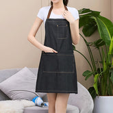 Sleeveless Denim Apron Halter Blue Denim Kitchen Overalls, 71x65cm