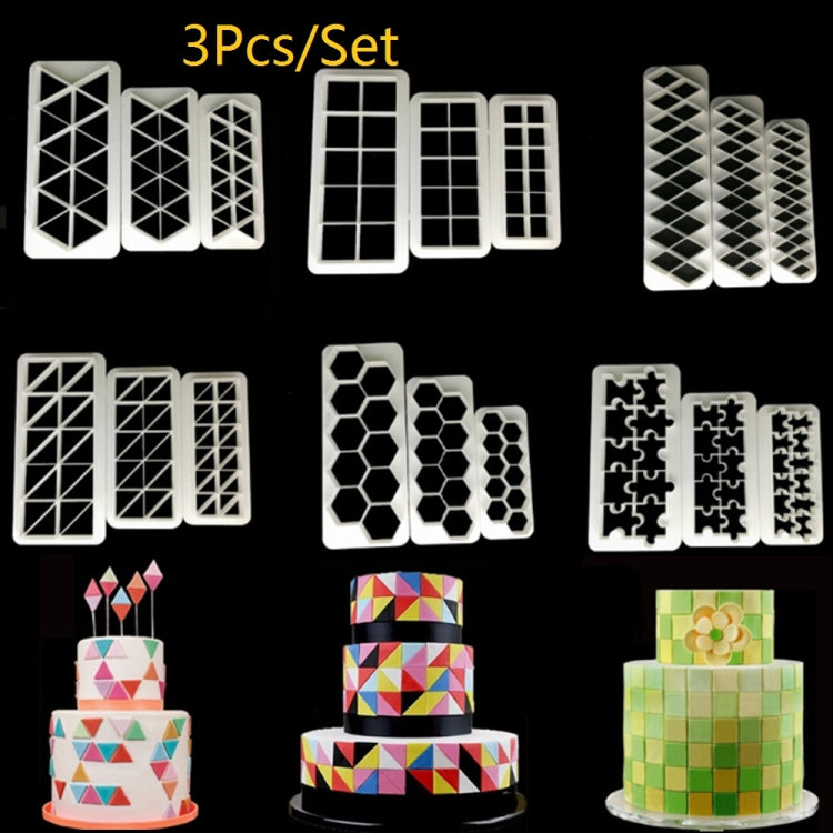 2 PCS Chocolate Cake Geometric Puzzle Embossed Strip Foundation Shape Graphic Biscuit Mold Stamping Tool, Four-sided Diamond, Jigsaw, Hexagon, Square, Regular Triangle, Oblique Triangle 2 PCS Chocolate Cake Geometric Puzzle Embossed Strip Foundation Shape Graphic Biscuit Mold Stamping Tool, Four-sided Diamond, Jigsaw, Hexagon, Square, Regular Triangle, Oblique Triangle