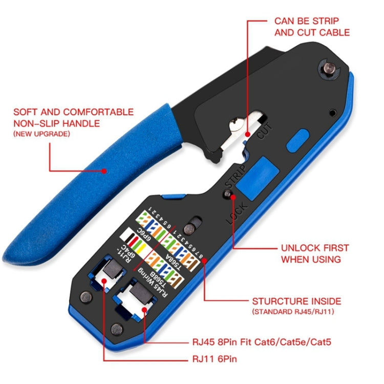 Rj45 Crystal Head 8P6P Network Tool With Stripping Wire Extrusion Crimping Wire Cable Pliers Rj45 Crystal Head 8P6P Network Tool With Stripping Wire Extrusion Crimping Wire Cable Pliers