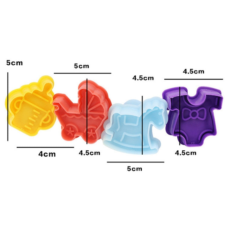 4 in 1 3D Baby Series Biscuit Mold Fondant Pressing Tools, Random Color Delivery, 4 in 1  3D Baby Series 4 in 1 3D Baby Series Biscuit Mold Fondant Pressing Tools, Random Color Delivery, 4 in 1  3D Baby Series