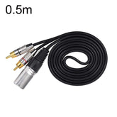 XLR Male To 2RCA Male Plug Stereo Audio Cable, Length:, 0.5m, 1m, 1.5m, 2m, 3m, 5m, 8m, 10m