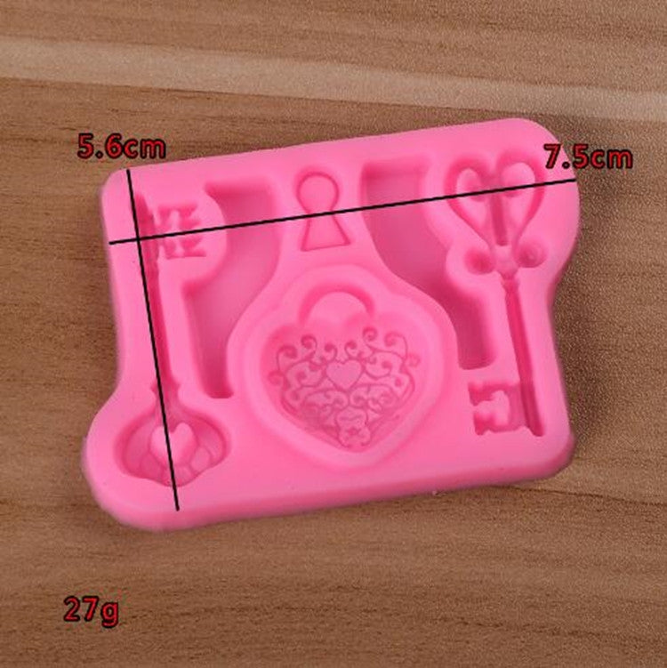2 PCS Food Love Lock Key Fondant Silicone Mold DIY Baking Cake Decoration Tool, Food Love Lock Key Shape 2 PCS Food Love Lock Key Fondant Silicone Mold DIY Baking Cake Decoration Tool, Food Love Lock Key Shape