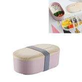 Oval Simple Lunch Box Wooden Sushi Sealed Leak-proof Lunch Box with Cutlery, Single-layer
