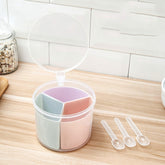 Household Kitchen Split Combined Fresh Box Three Grid Spice Box with Spoon, Round, Square, Apple Shape