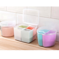 Household Kitchen Split Combined Fresh Box Three Grid Spice Box with Spoon, Round, Square, Apple Shape