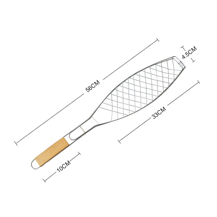 Chrome Plated Wooden Handle Single Fish Barbecue Net Clip Outdoor Grilled Fish Clip Barbecue Tool Chrome Plated Wooden Handle Single Fish Barbecue Net Clip Outdoor Grilled Fish Clip Barbecue Tool