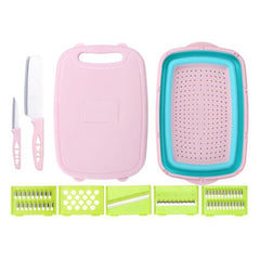 9 in 1 Folding Cutting Board Plastic Multi Function Household Cutting Board Kitchen Antibacterial Mildew Cutting Board Cutting Knife Set