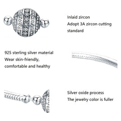 Exquisite Life S925 Sterling Silver Bangle Bracelet Inlaid with Gems