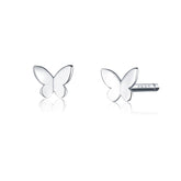 Sterling Silver Butterfly Earrings Fresh Simple and Compact Platinum-plated Girls Earrings
