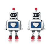 Robot S925 Sterling Silver Earrings Dripping Oil Hypoallergenic Earrings