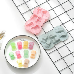 6 PCS Creative Cake Chocolate Mold 3D Car Cartoon Household Silicone Baking Ice Tray Mold, 3D Car Shape (Blue), 3D Car Shape(Pink)