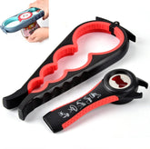 2pcs / Set Five-in-one Can Opener + Four-in-one Multi-function Bottle Opener Set, 5 in 1 Red Black, 5 in 1 Blue Gray