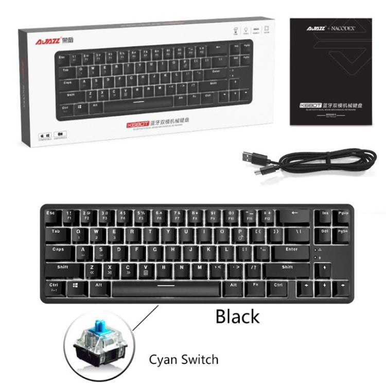 Ajazz K680T Mini USB Wired Dual-mode Charging 68-keys Laptop Bluetooth Mechanical Keyboard, Cable Length: 1.6m Ajazz K680T Mini USB Wired Dual-mode Charging 68-keys Laptop Bluetooth Mechanical Keyboard, Cable Length: 1.6m