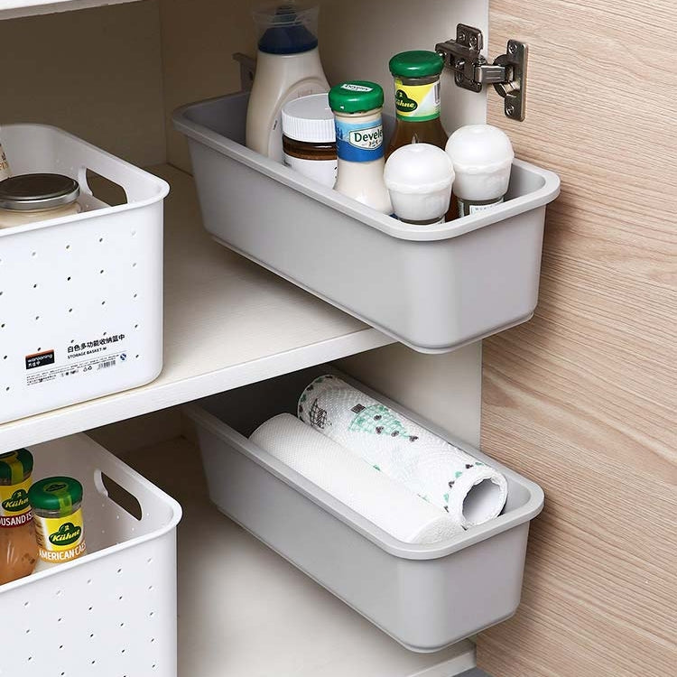 Wall-mounted Drawer Type Kitchen Spice Rack Perforation-free Household Cabinets & Kitchenware Storage Rack, White, Gray Wall-mounted Drawer Type Kitchen Spice Rack Perforation-free Household Cabinets & Kitchenware Storage Rack, White, Gray