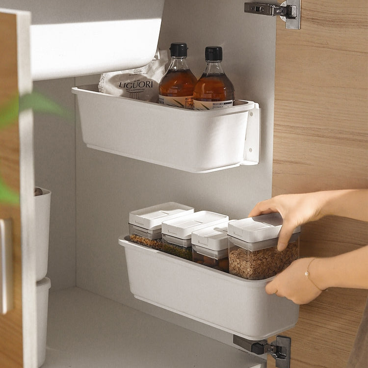 Wall-mounted Drawer Type Kitchen Spice Rack Perforation-free Household Cabinets & Kitchenware Storage Rack, White, Gray Wall-mounted Drawer Type Kitchen Spice Rack Perforation-free Household Cabinets & Kitchenware Storage Rack, White, Gray