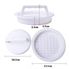 Round Shape Hamburger Press Food-Grade Plastic Hamburger Meat Beef Grill Burger Press Patty Maker Mold Mould Kitchen Tool, 2PCS White