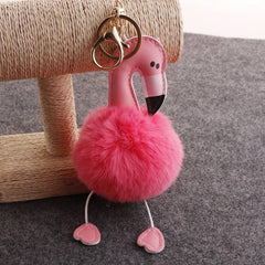 Flamingo Pompom Fluffy Plush Soft Keychain Pendant Stuffed Plush Keychains