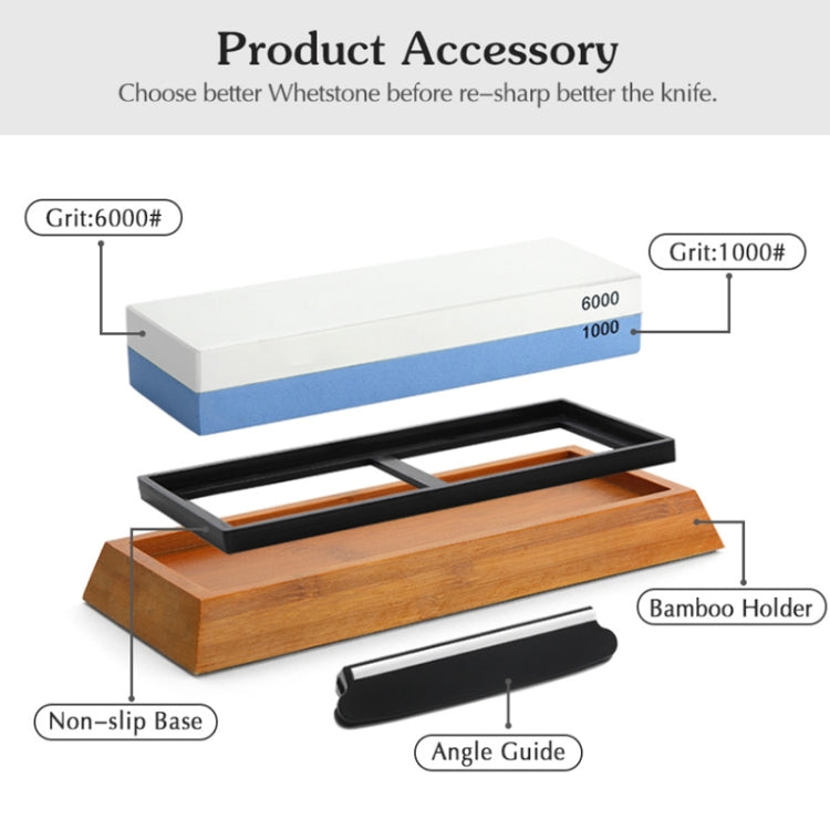 1000/6000 Red White Whetstone Double-sided Bamboo Base Set, Blue White Whetstone 1000/6000 Red White Whetstone Double-sided Bamboo Base Set, Blue White Whetstone