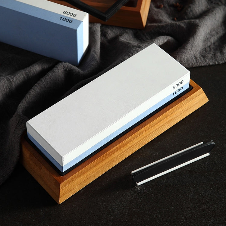 1000/6000 Red White Whetstone Double-sided Bamboo Base Set, Blue White Whetstone 1000/6000 Red White Whetstone Double-sided Bamboo Base Set, Blue White Whetstone