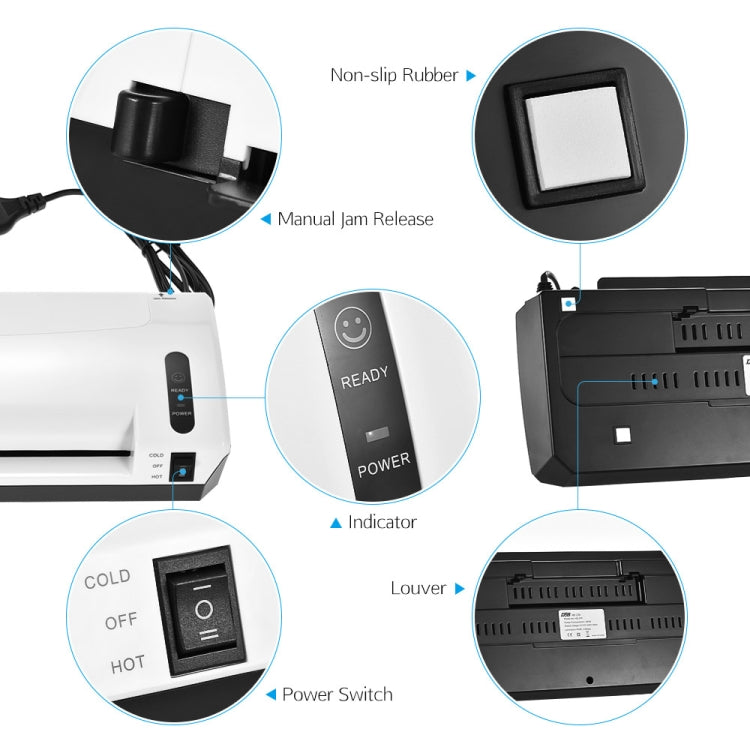 DSB HQ236 Laminator A4 File Laminating Machine Photo Sealing Machine Cold Laminating Thermoplastic Machine with Paper Trimmer Cutter DSB HQ236 Laminator A4 File Laminating Machine Photo Sealing Machine Cold Laminating Thermoplastic Machine with Paper Trimmer Cutter