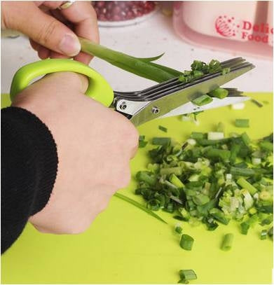 Minced 5 Layers Basil Rosemary Kitchen Scissor Shredded Chopped Scallion Cutter Minced 5 Layers Basil Rosemary Kitchen Scissor Shredded Chopped Scallion Cutter