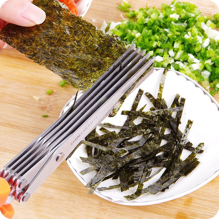 Minced 5 Layers Basil Rosemary Kitchen Scissor Shredded Chopped Scallion Cutter Minced 5 Layers Basil Rosemary Kitchen Scissor Shredded Chopped Scallion Cutter