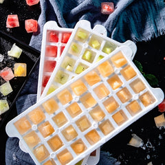 Household Silicone Ice Box With Lid Ice Cube Mold Refrigerator Ice Lattice Quick Freezer Random Color Delivery, 64 Grid, 96 Grid, 128 Grid