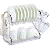2 Tiers Kitchen Dish Drying Rack Drainer Dryer Tray Cultery Holder, Cultery Holder
