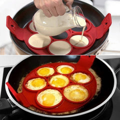 Pancake Maker Nonstick Cooking Tool Round Heart Egg Cooker Pan Eggs Mold, Four square Shape