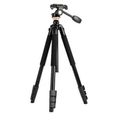 Q338 4-Section Folding Legs Live Broadcast Aluminum Alloy Tripod Mount