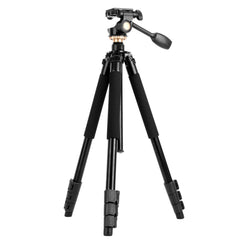 Q338 4-Section Folding Legs Live Broadcast Aluminum Alloy Tripod Mount