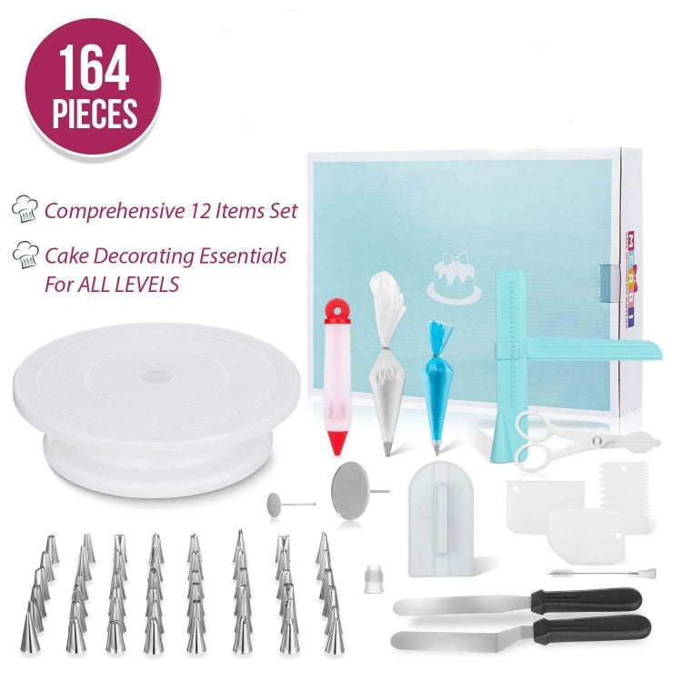 164 in 1 Cake Turntable Set Stainless Steel Decorating Mouth Baking Tools, 164 PCS/Set 164 in 1 Cake Turntable Set Stainless Steel Decorating Mouth Baking Tools, 164 PCS/Set