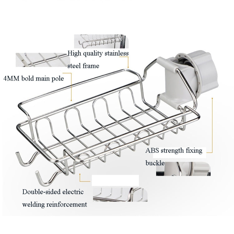 Faucet Rack Stainless Steel Perforated Free Kitchen Sink Storage Rack Rag Sponge Drain Rack, Type A, Type B, Type C Faucet Rack Stainless Steel Perforated Free Kitchen Sink Storage Rack Rag Sponge Drain Rack, Type A, Type B, Type C